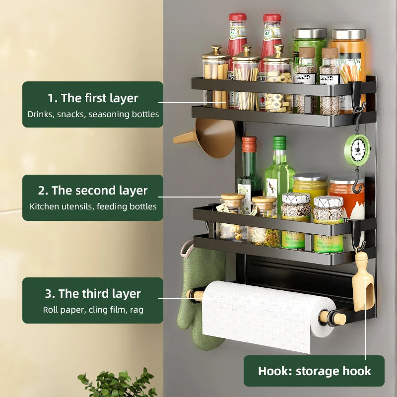Kitchen Storage Organiser/Shelf - 2 or 3 Layers, Towel Holder, Side Mount, Rack Home Kitchen Organization